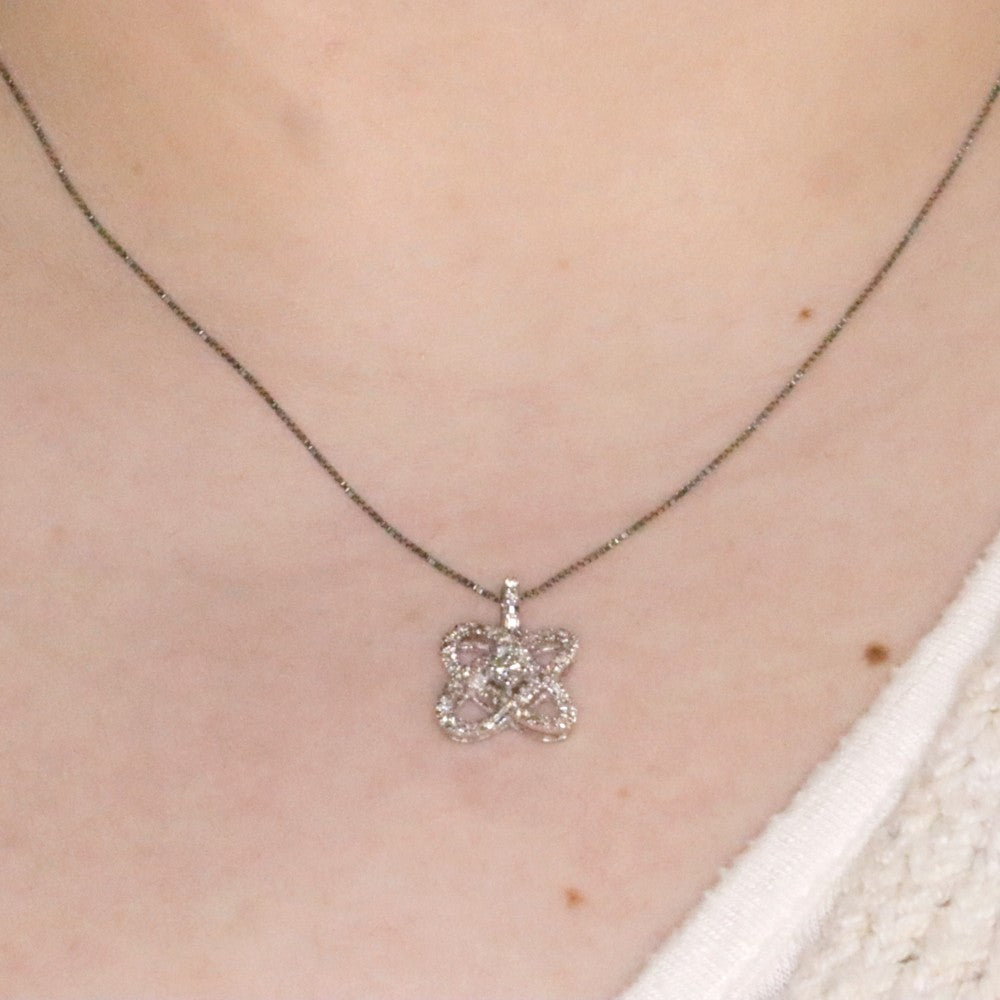 Sterling Silver & Diamond Infinity Heart Love Knot Pendant on model