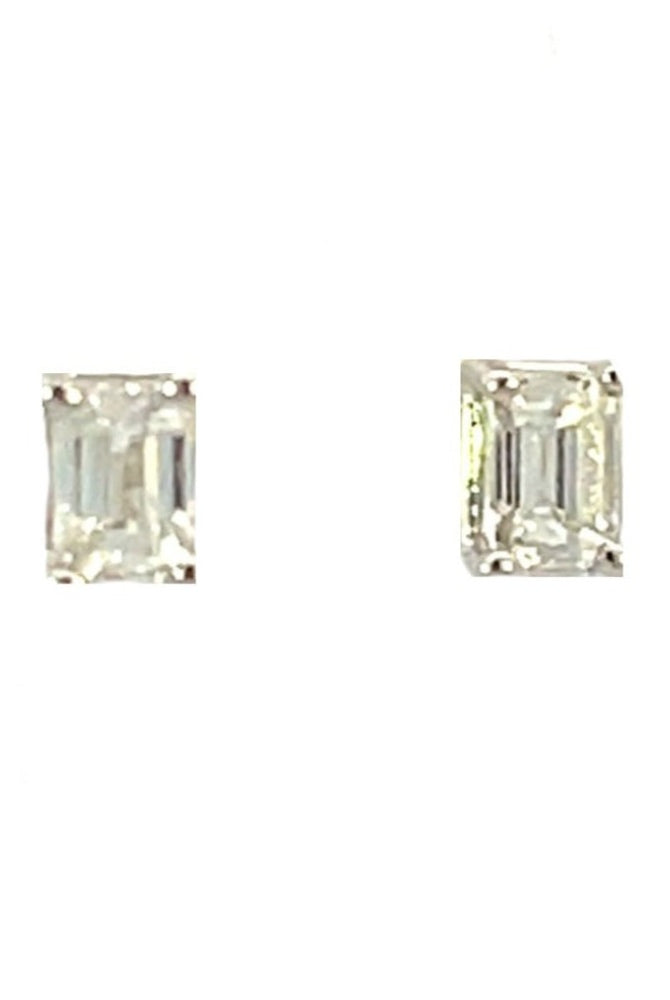 14KW Emerald Cut Diamonds Stud Earrings 1/4 CTW