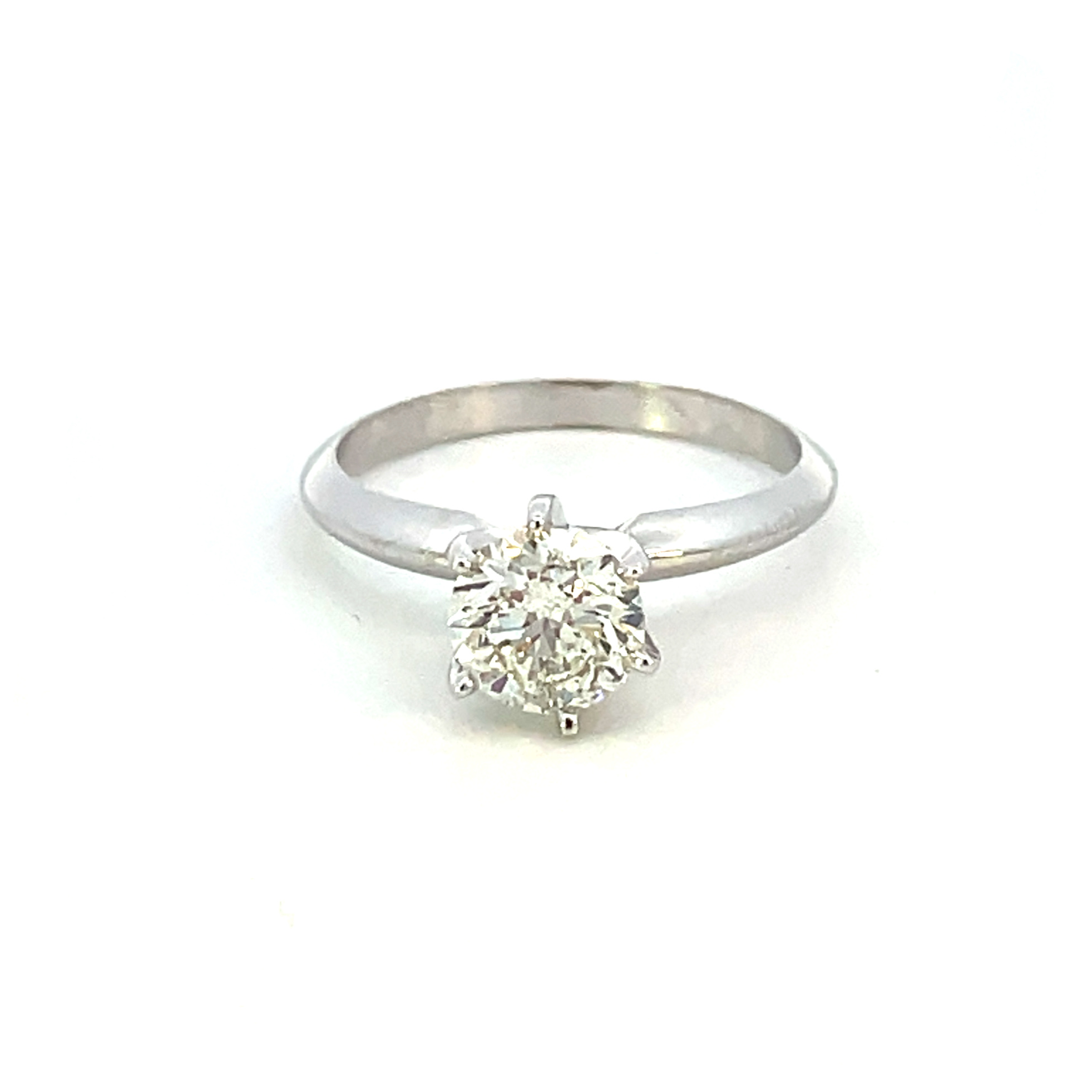 14K White Gold 1.12CT Round Solitaire Diamond Engagement Ring
