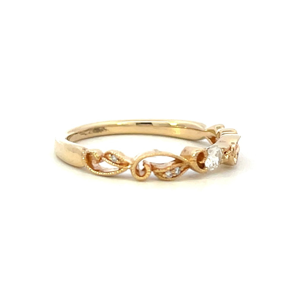 10KT Pink Gold & Diamond Classic Book Stackable Fashion Ring - 1/10 ctw
