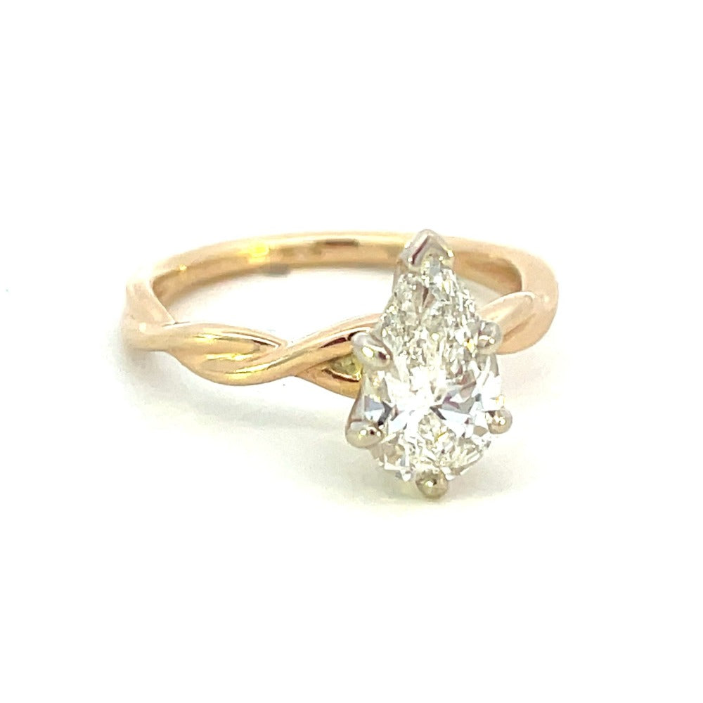 14KY Pear Shaped Diamond Engagement Ring 1.22 CT side