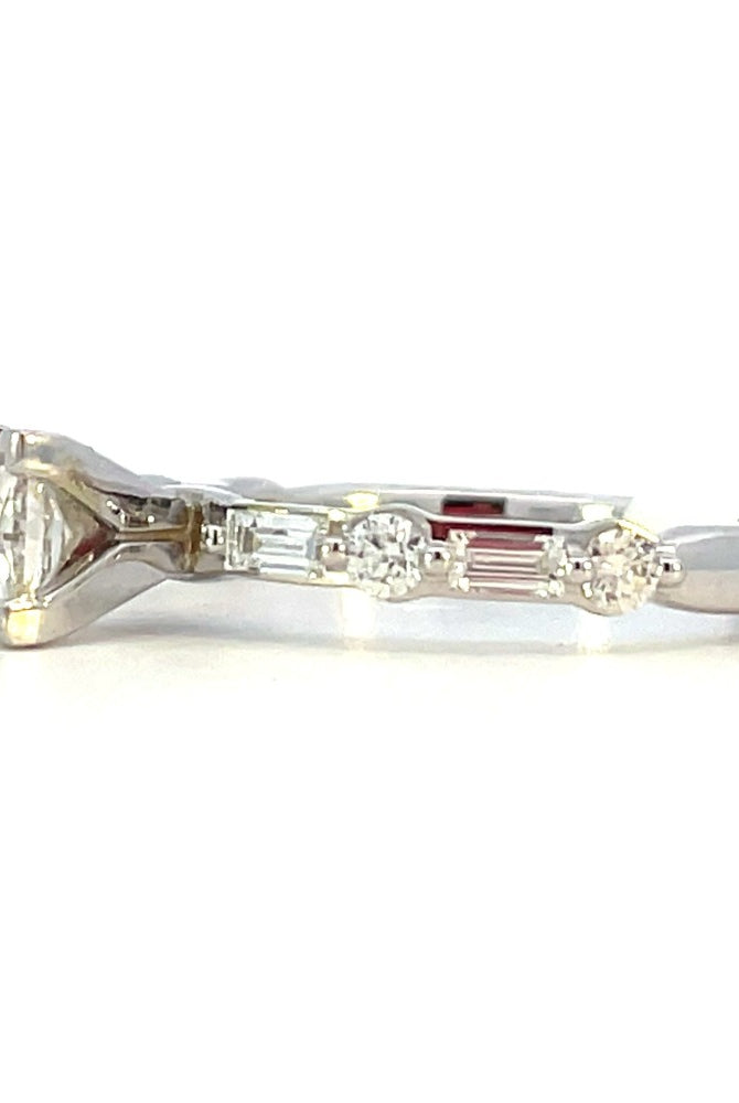 14KW Diamond Engagement Ring with Baguette and Round Accents .83 CTW side 2