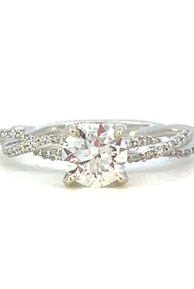 14KW Diamond Engagement Ring with Twisted Diamond Shank .95 CTW