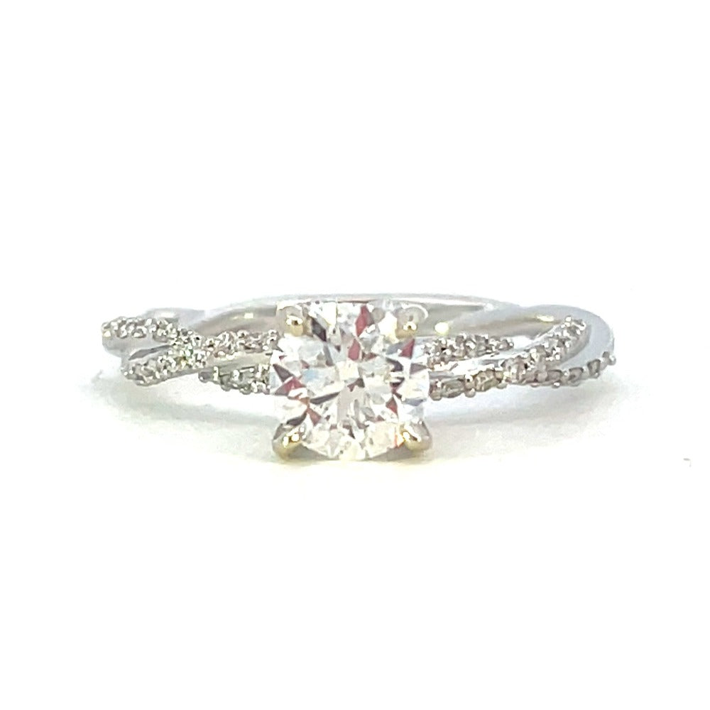 14KW Diamond Engagement Ring with Twisted Diamond Shank .95 CTW