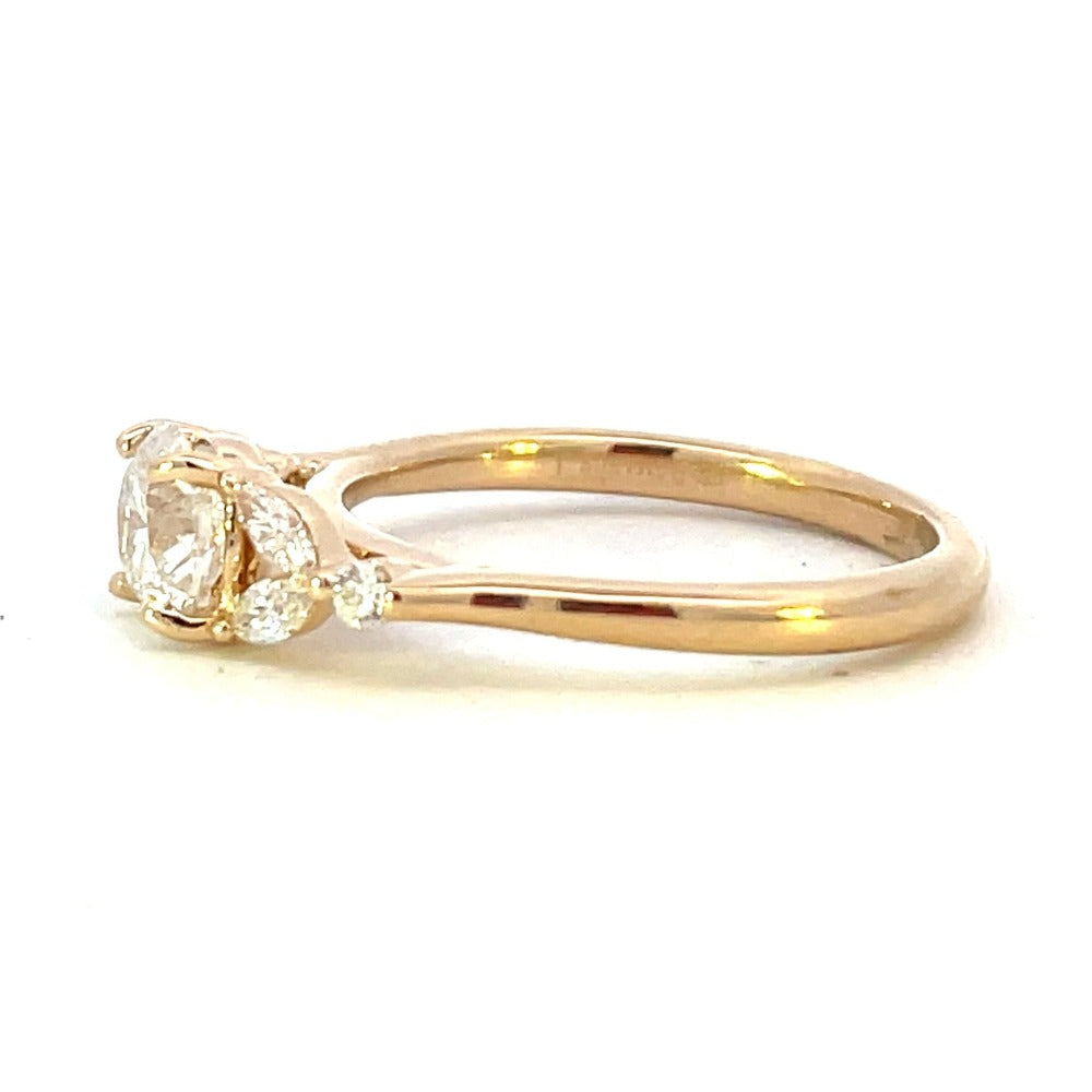14K Yellow Gold Round and Marquise Diamond Engagement Ring .91 CTW side 2