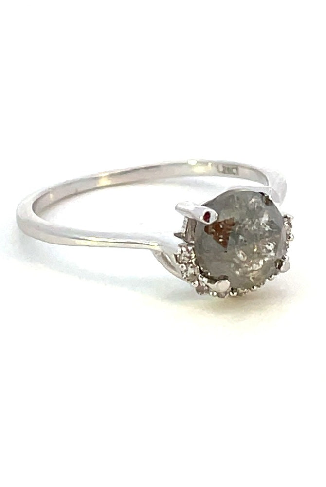 14KW Gold Salt & Pepper Diamond Engagement Ring side 1