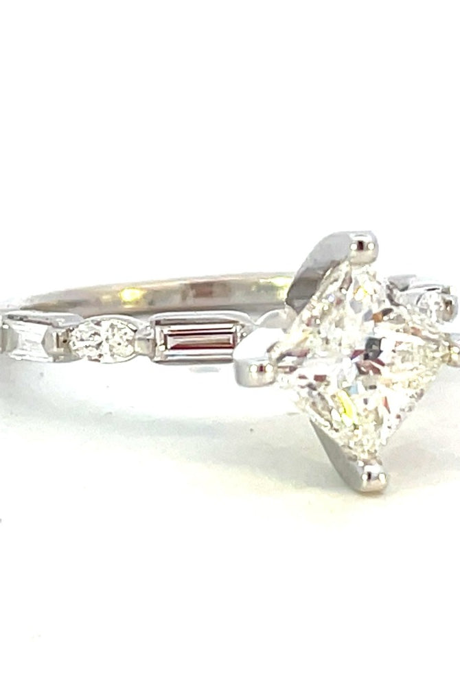 14KW Princess Cut Diamond Engagement Ring 1.56 CTW side 1