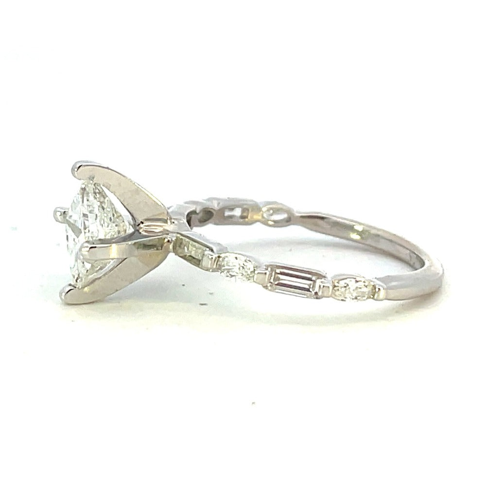 14KW Princess Cut Diamond Engagement Ring 1.56 CTW side 2