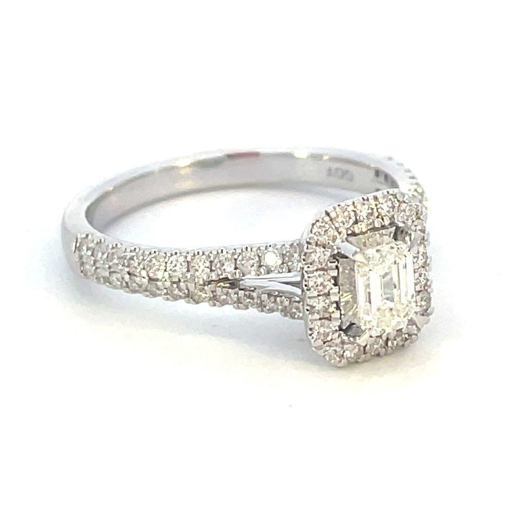 14KW Emerald Cut Diamond Engagement Ring 3/4 CTW side 1