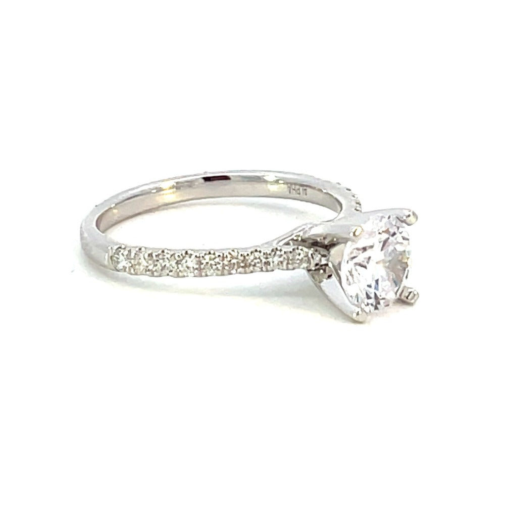 14K White Gold and Lab Grown Diamond Semi-Set Engagement Ring
