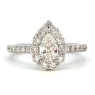 14KW Pear Shaped Lab Grown Diamond Ring with Halo 1.03 CTW