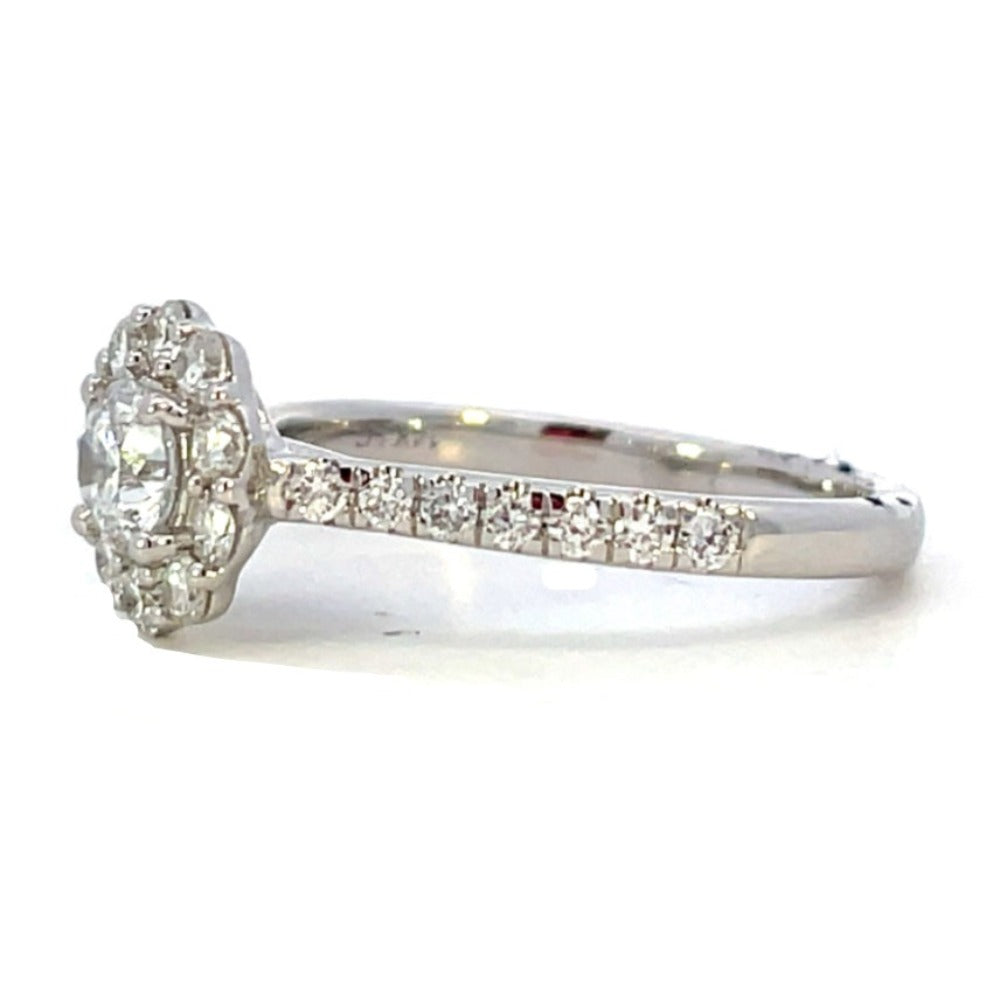 14KW Lab Grown Diamond Engagement Ring with Halo .90 CTW side 2