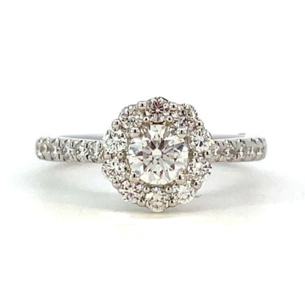 14KW Lab Grown Diamond Engagement Ring with Halo .90 CTW