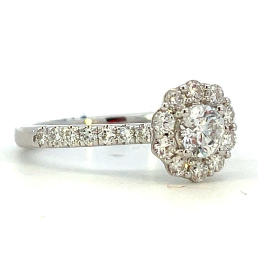 14KW Lab Grown Diamond Engagement Ring with Halo .90 CTW side 1