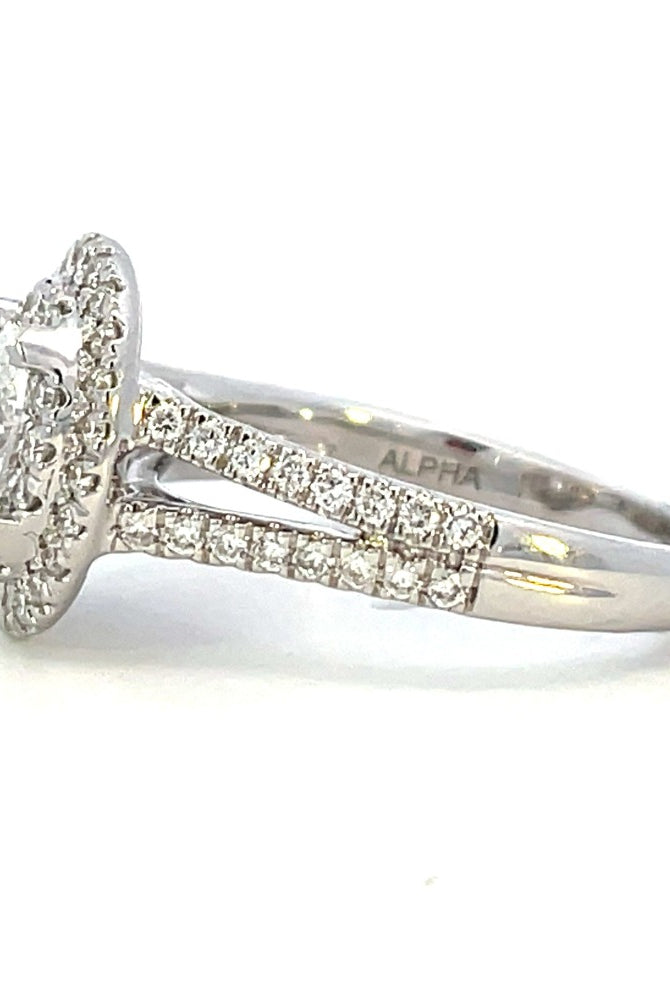 1.03 CTW Oval Lab Grown Diamond Ring with Double Halo and Split Shank side 2