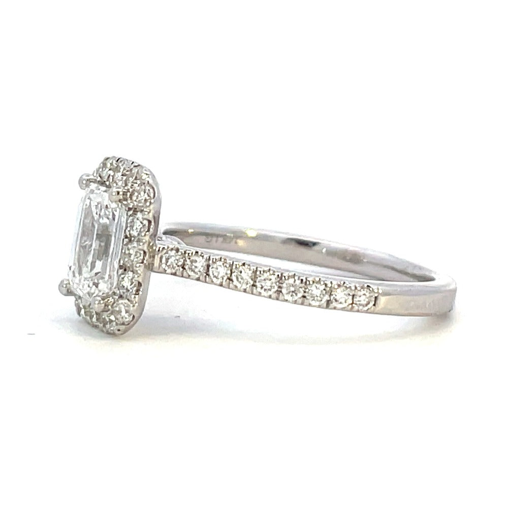 1.51 CTW Emerald Cut Lab Grown Diamond Engagement Ring with Halo side 2
