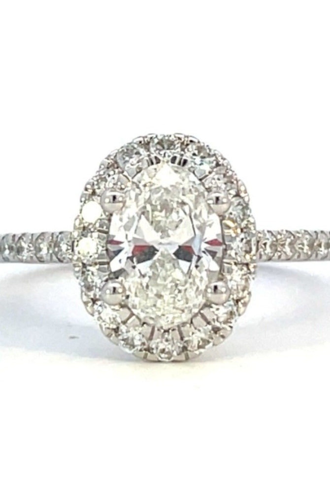 1.63 CTW Oval Cut Lab Grown Diamond Engagement Ring with Halo 14KW