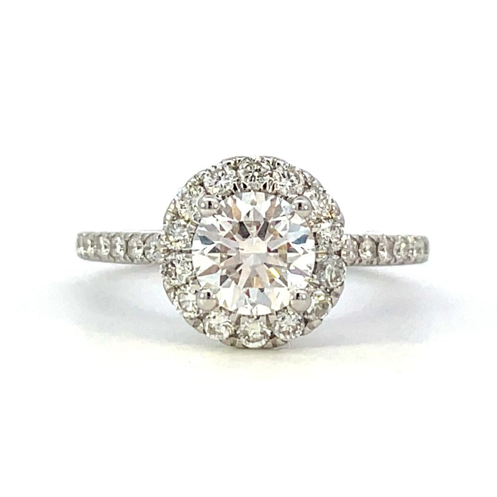 1.53 CTW Lab Grown Diamond Engagement Ring with Halo and Side Accents