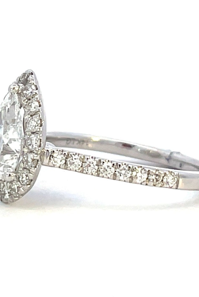 1.56 CTW Pear Cut Lab Grown Diamond Engagement Ring with Halo side 2