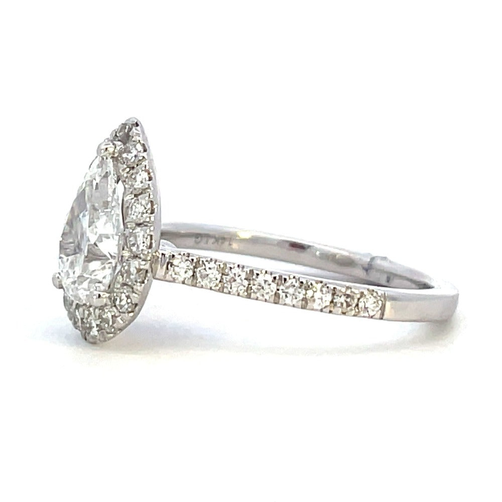 1.56 CTW Pear Cut Lab Grown Diamond Engagement Ring with Halo side 2
