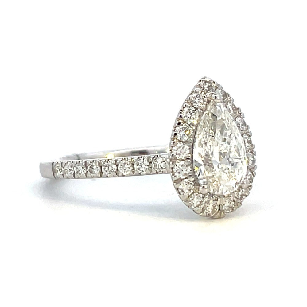 1.56 CTW Pear Cut Lab Grown Diamond Engagement Ring with Halo side 1
