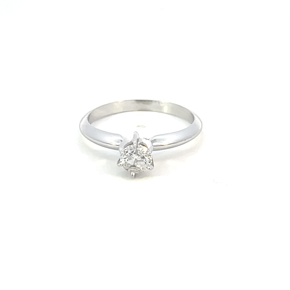 top view of 1/3 carat diamond solitaire engagement ring.