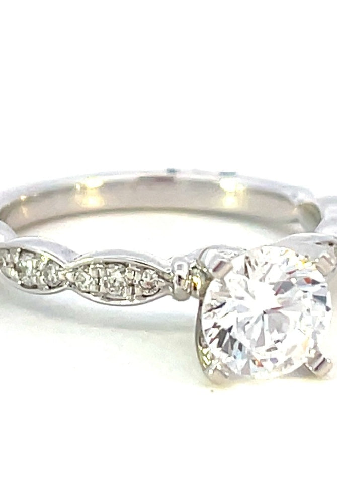 Semi-Set 14KW Lab Grown Diamond Ring with Scalloped Shank 1/5 CTW side 1