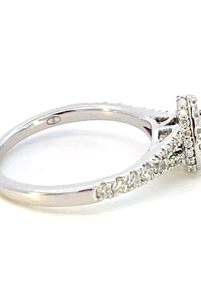 14KW Pear Shaped Diamond Engagement Ring with Halo and Split Shank 5/8 CTW side 1