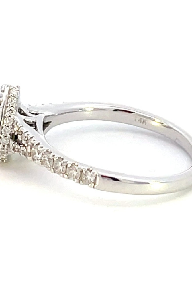 14KW Pear Shaped Diamond Engagement Ring with Halo and Split Shank 5/8 CTW side 2