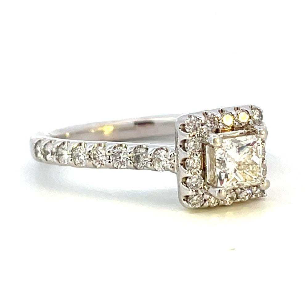 14KW Princess Cut Diamond Engagement Ring with Halo 1 CTW side 1