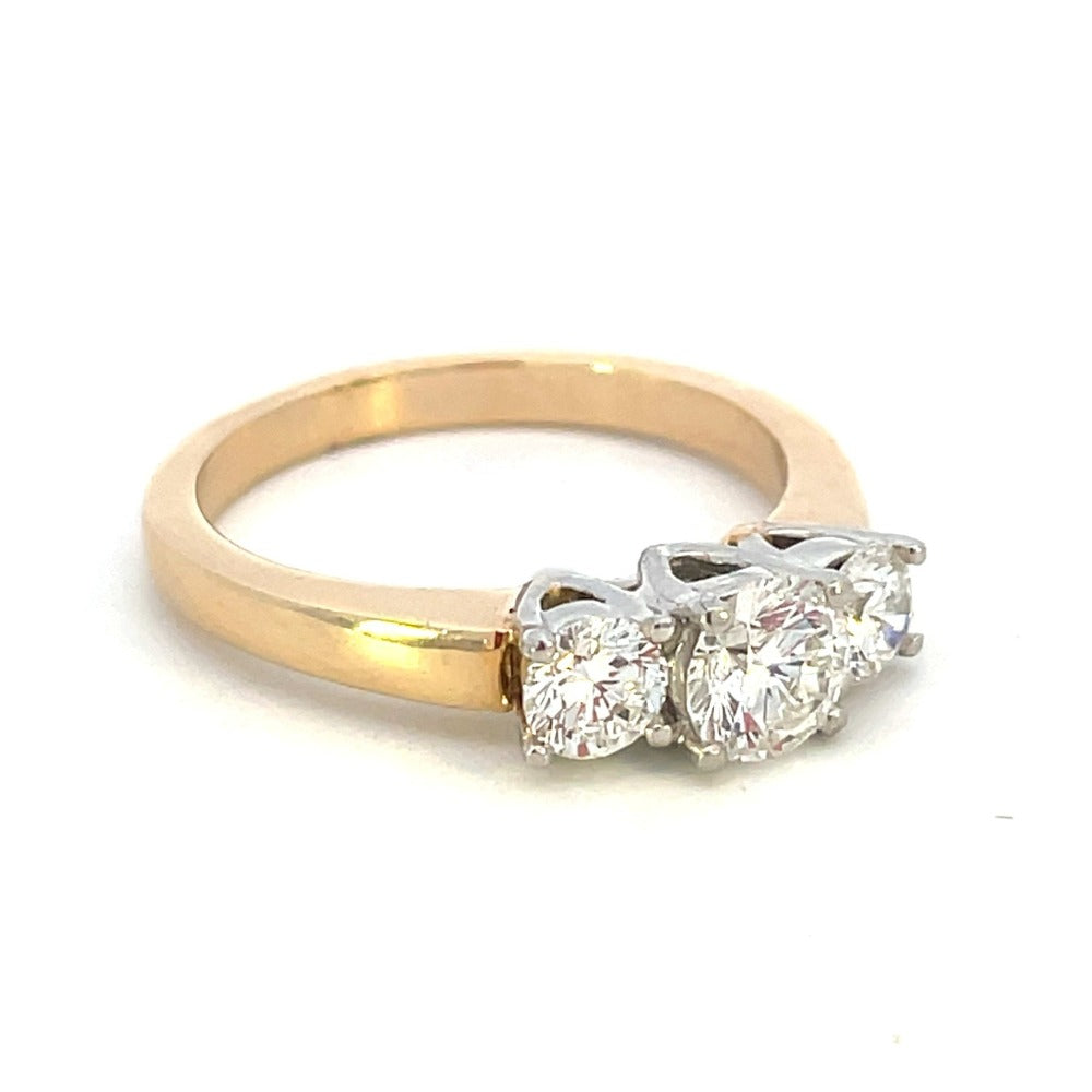 14KY 3-Diamond Engagement Ring 1 CTW side 1