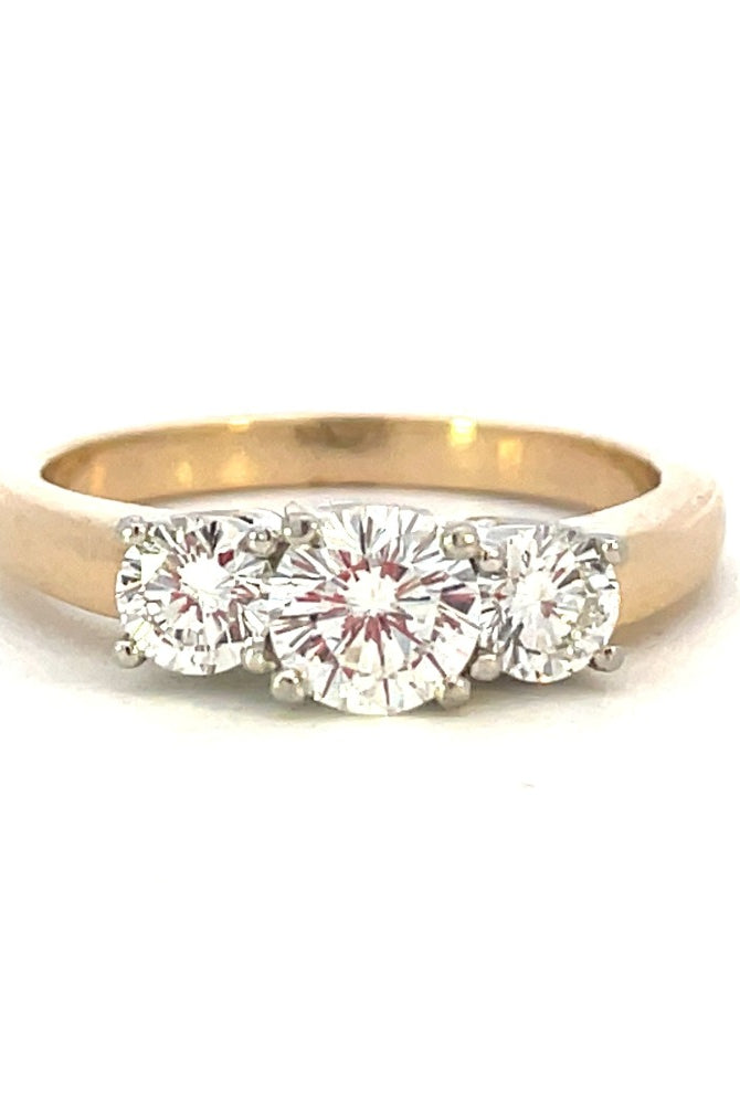 14KY 3-Diamond Engagement Ring 1 CTW