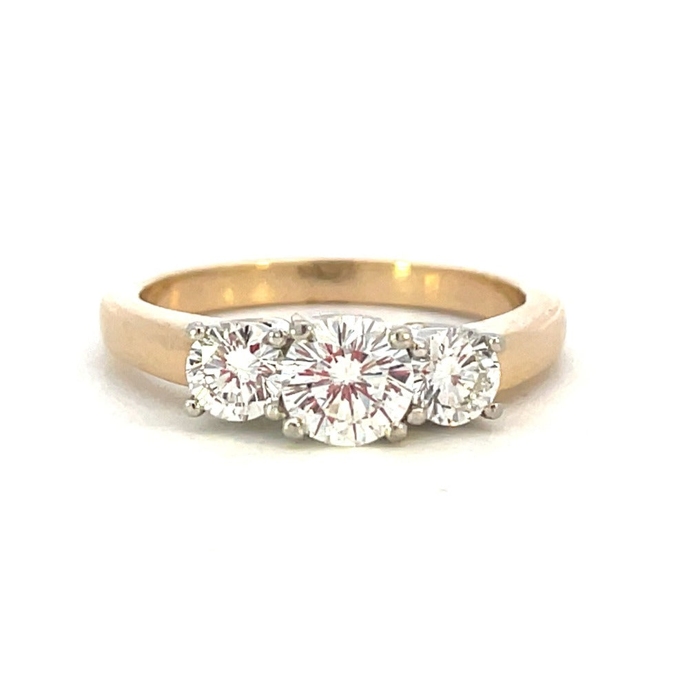 14KY 3-Diamond Engagement Ring 1 CTW