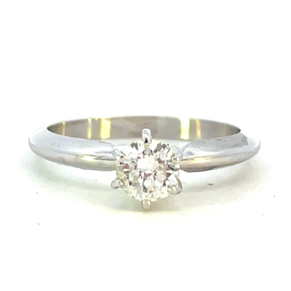 14K White Gold Solitaire Diamond Engagement Ring .46 CT