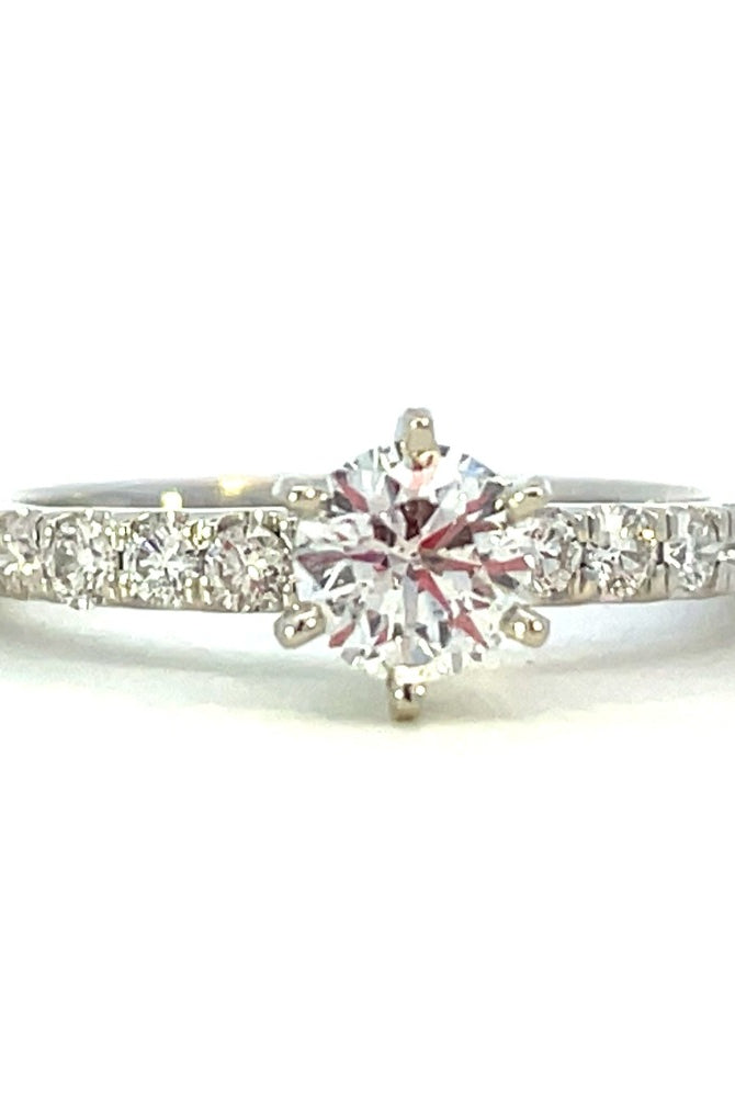 14KW Diamond Engagement Ring with Side Accents .92 CTW