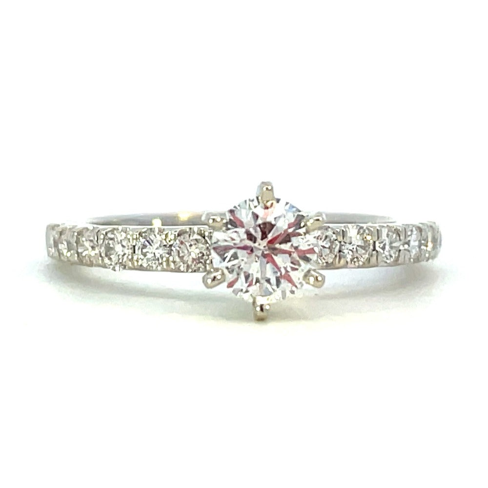 14KW Diamond Engagement Ring with Side Accents .92 CTW