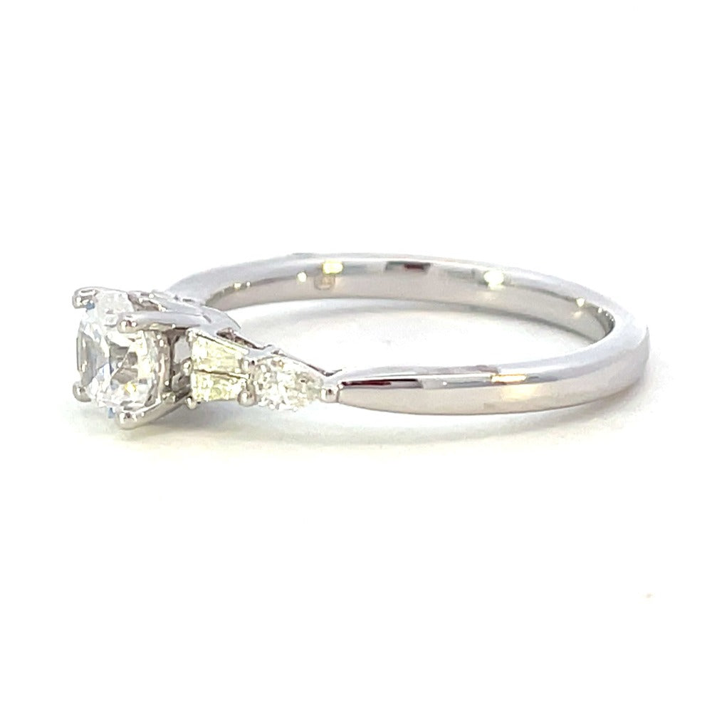 Semi-Set 14KW SallyK Engagement Ring with Baguette and Pear Shaped Diamond Accents 1/5 CTW side 2