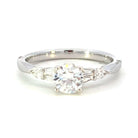 Semi-Set 14KW SallyK Engagement Ring with Baguette and Pear Shaped Diamond Accents 1/5 CTW