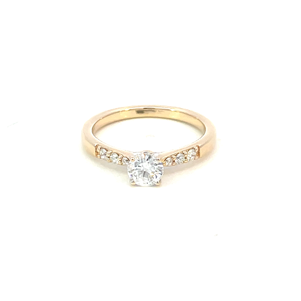 front view of 14ky SallyK Diamond Accented solitaire engagement ring.