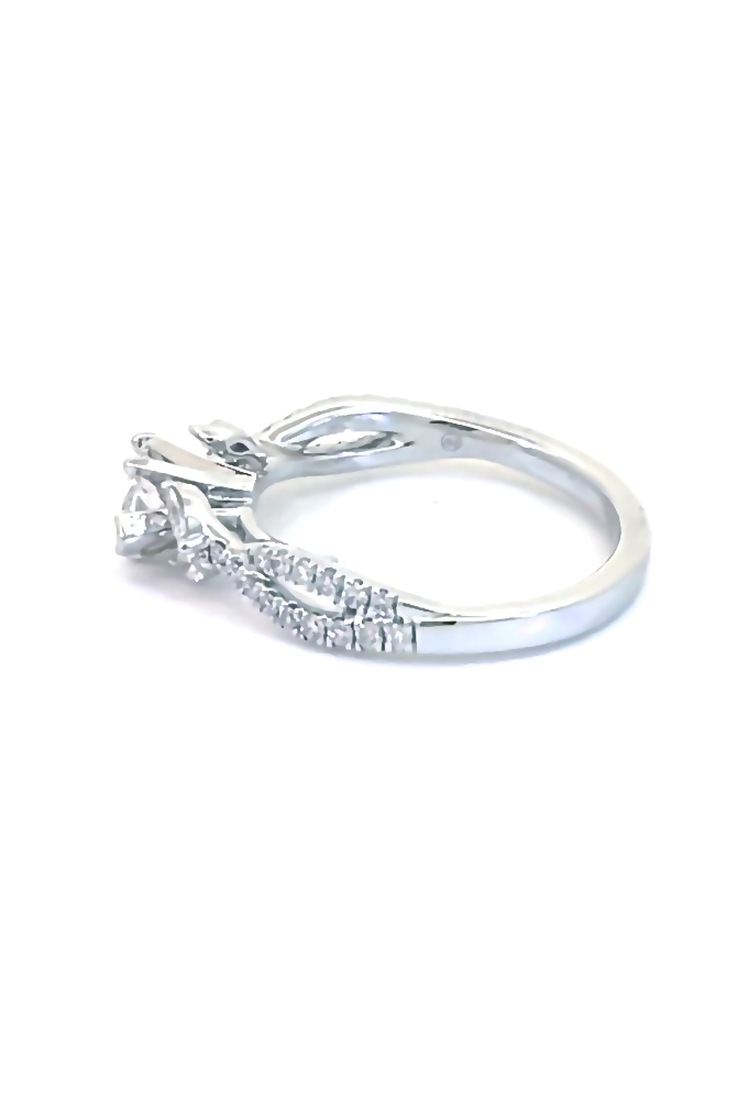 side view of sallyk marquise diamond engagement ring.