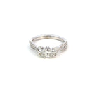 top view of 14ky SallyK diamond engagement ring with marquise center and twist shank