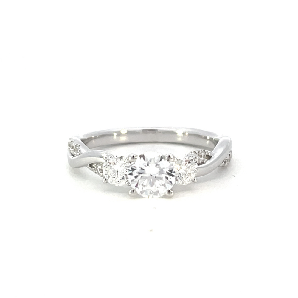 front view of semi-set SallyK diamond engagement ring. 