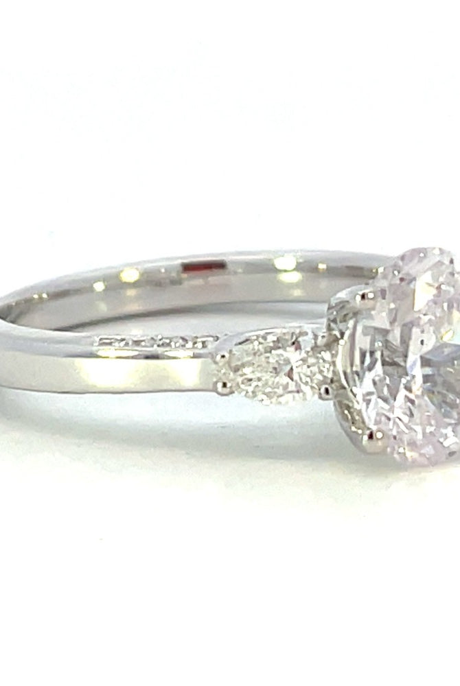 Semi-Set 14KW SallyK Diamond Engagement Ring with Pear Shaped Accents 3/8 CTW side 1