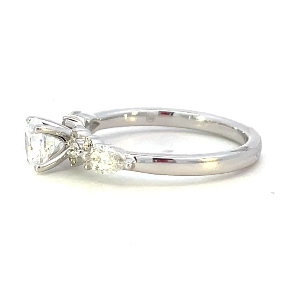 Semi-Set 14KW SallyK Diamond Engagement Ring with Round and Pear Accents 1/3 CTW side 2