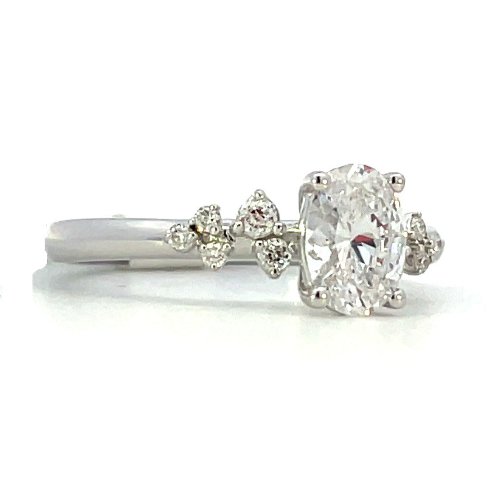 Semi-Set 14KW SallyK Diamond Engagement Ring with Side Accents 1/8 CTW side 1