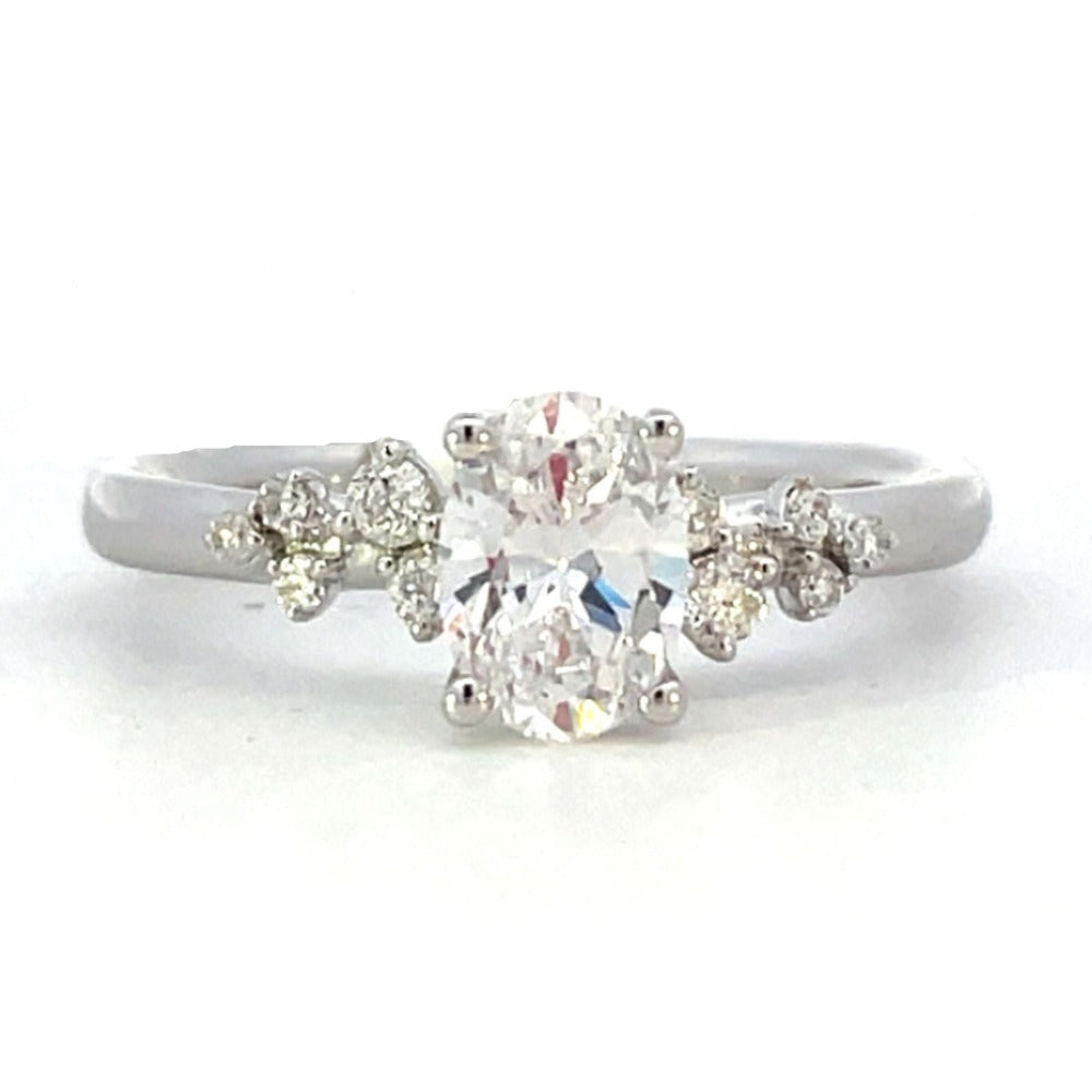 Semi-Set 14KW SallyK Diamond Engagement Ring with Side Accents 1/8 CTW