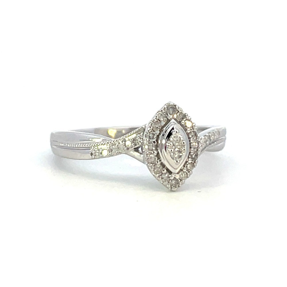 10KW Diamond Marquise Shaped Engagement Ring with Halo 1/6 CTW side 1