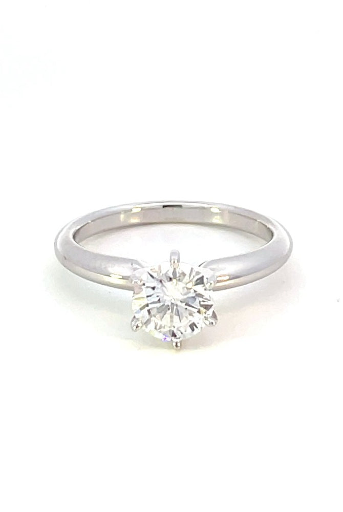 front view of 1.11 carat round diamond solitaire engagement ring