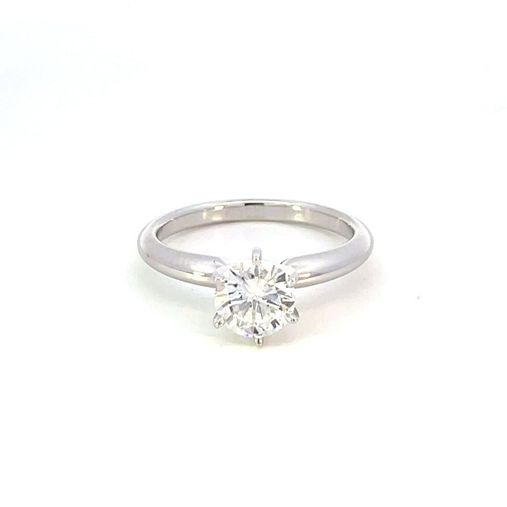 front view of 1.11 carat round diamond solitaire engagement ring
