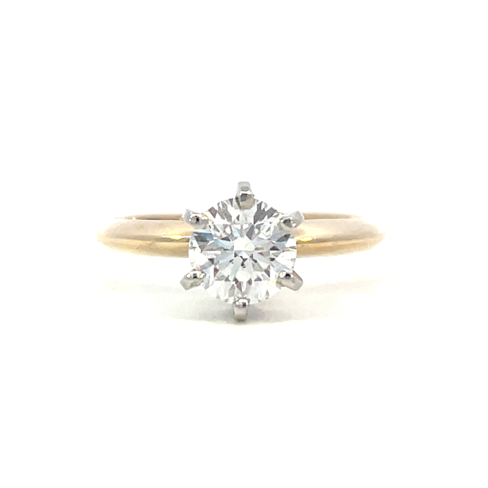 front view of 14ky 1.01ct solitaire diamond engagement ring.